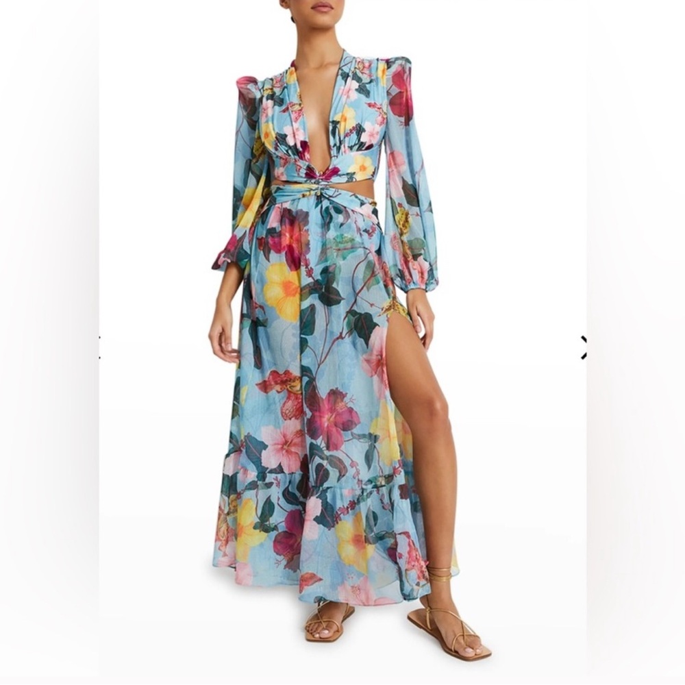 PatBO Floral Maxi Dress in Blue and Multicolor